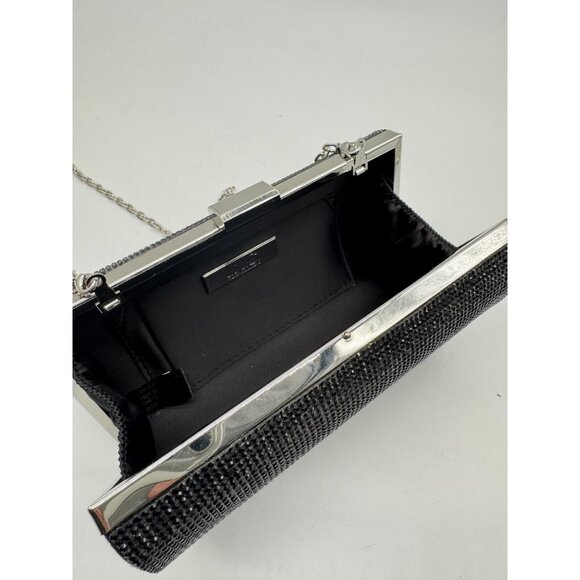 INC Ranndi embellished crystal women's clutch minaudiere evening bag - BLACK - Picture 8 of 9